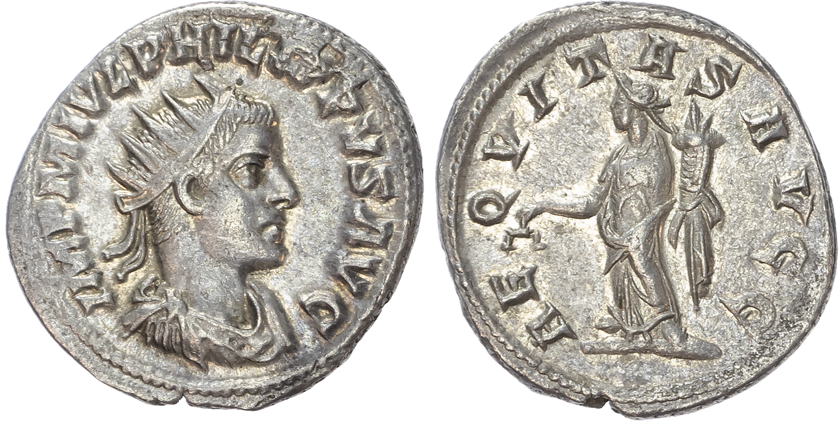 Philip II (AD 247-249) AR Antoninianus, Antioch, AD 247, 4.25g. 