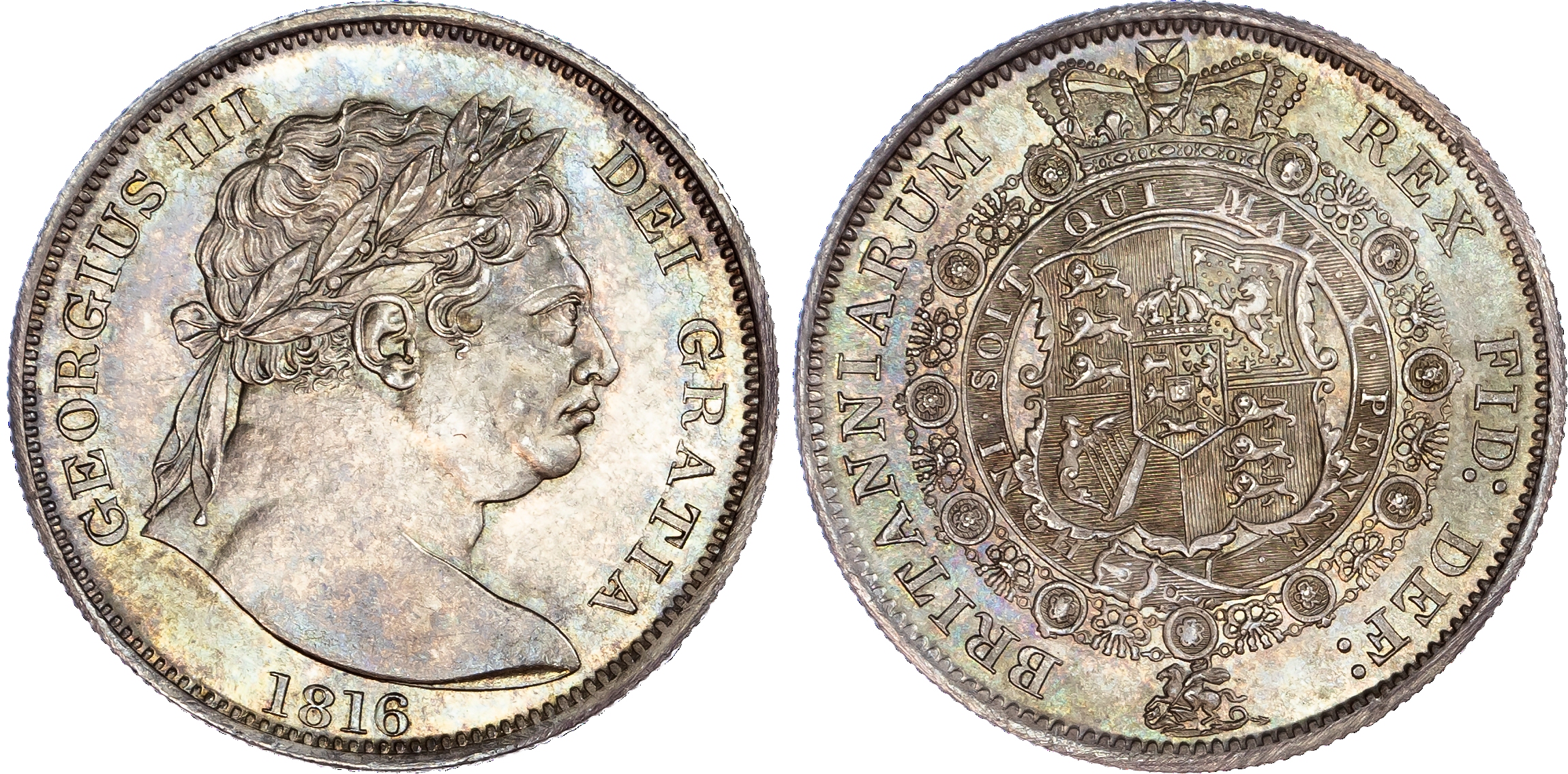 George III (1760-1820), 'Bullhead' Halfcrown, 1816