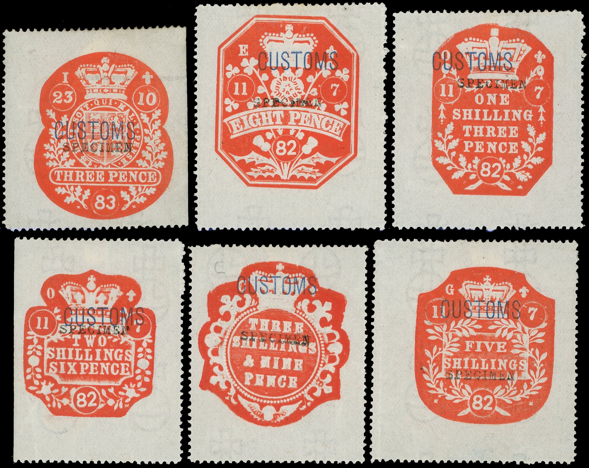 GB Customs1882 3d-5s complete set of six, 