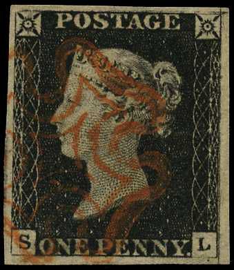 1840 1d black Plate 2 (SL), four good to...