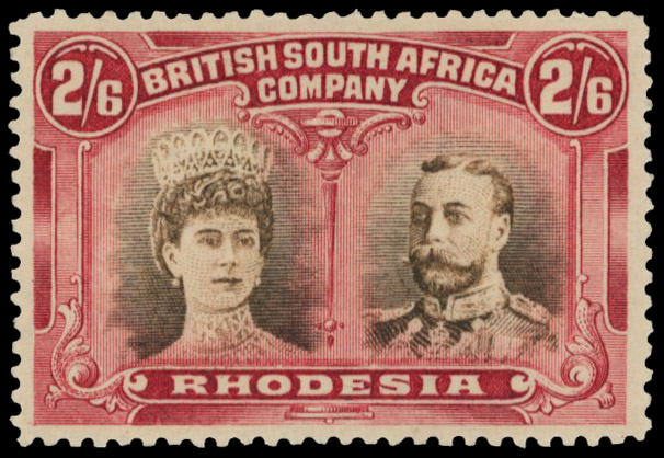 2s6d reddish brown and carmine-red RSC B, position 34 mint