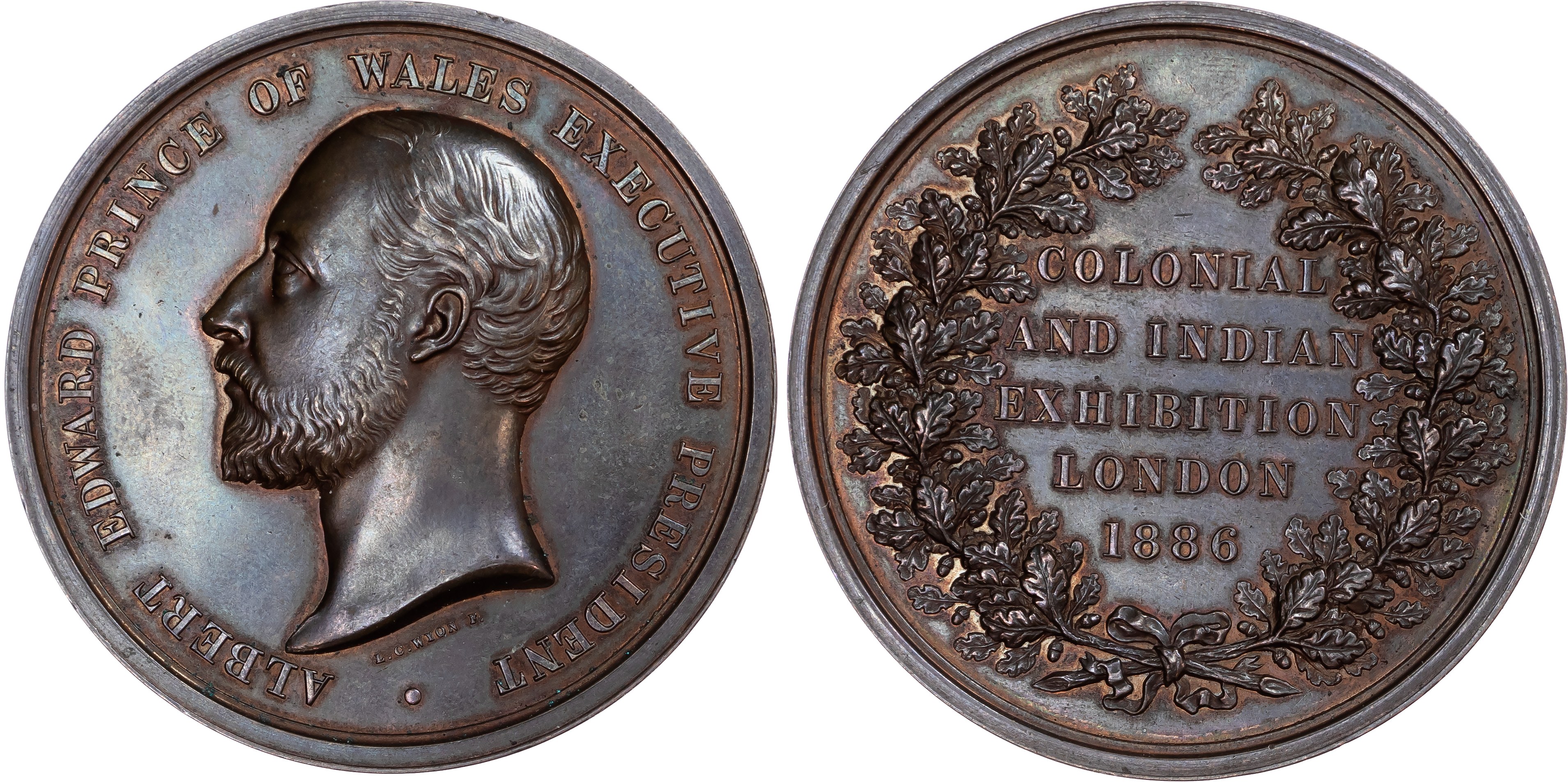 India, British Colonial. Victoria Æ Medallion. Colonial & Indian Exhibition London. 1886.
