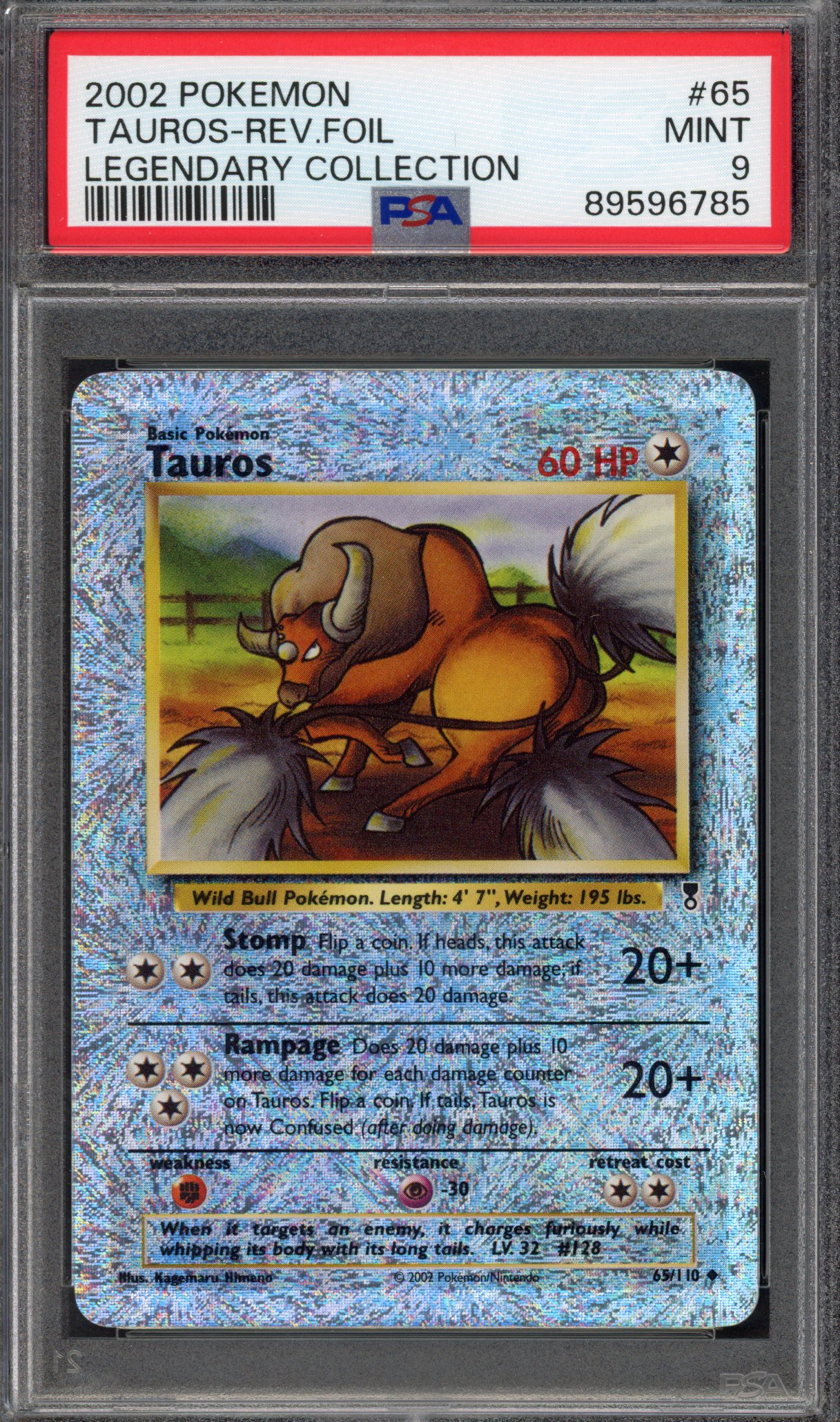 Pokémon TCG PSA 9 Tauros 65 Reverse Foil, Legendary Collection