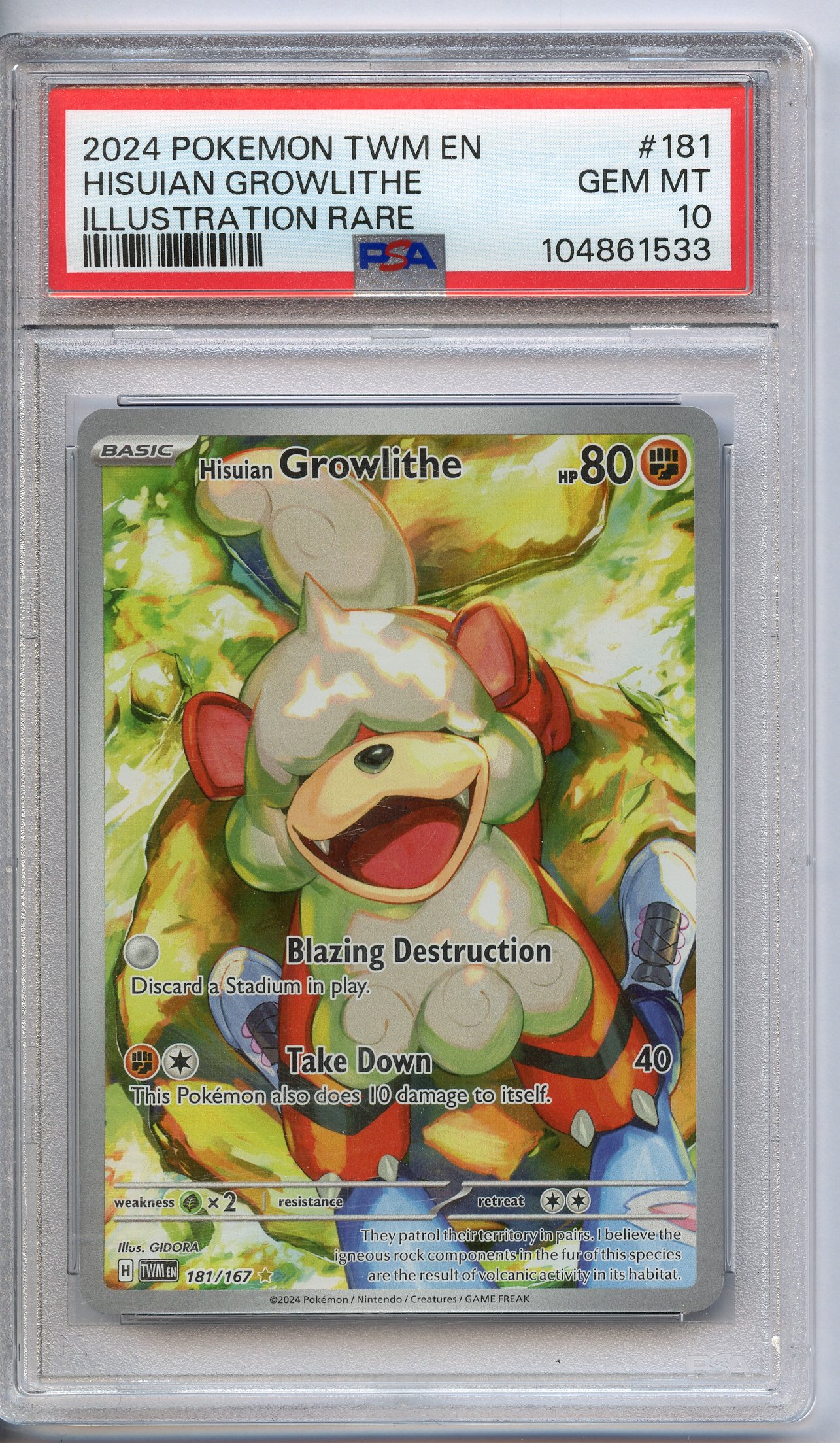 PSA 10 Growlithe #181 Illustration Rare - Twilight Masquerade