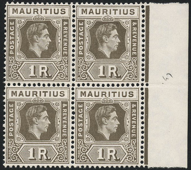 1947 printing of the 1r grey-brown, re-issue...