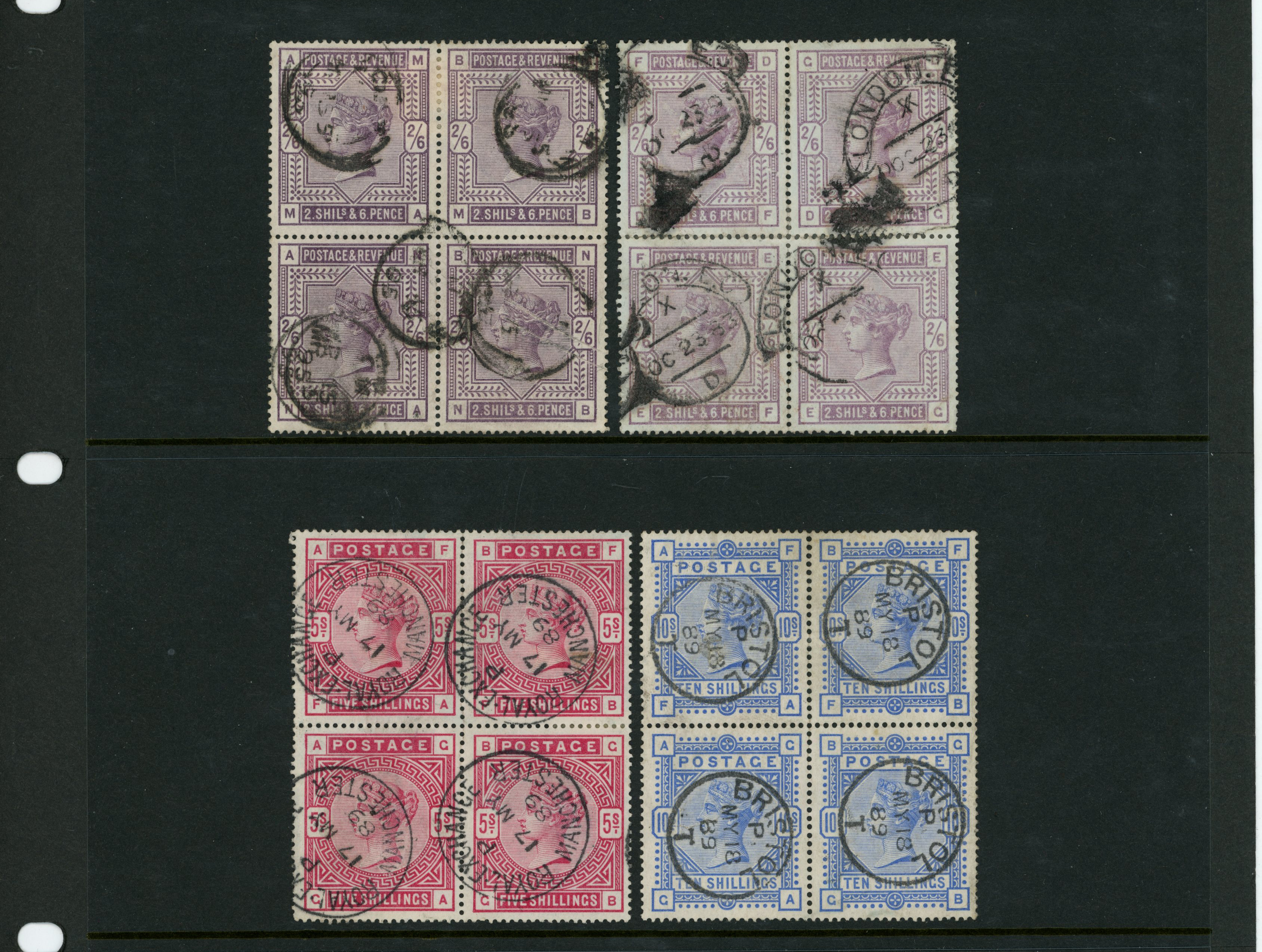 1883-84 QV high values in used blocks of...