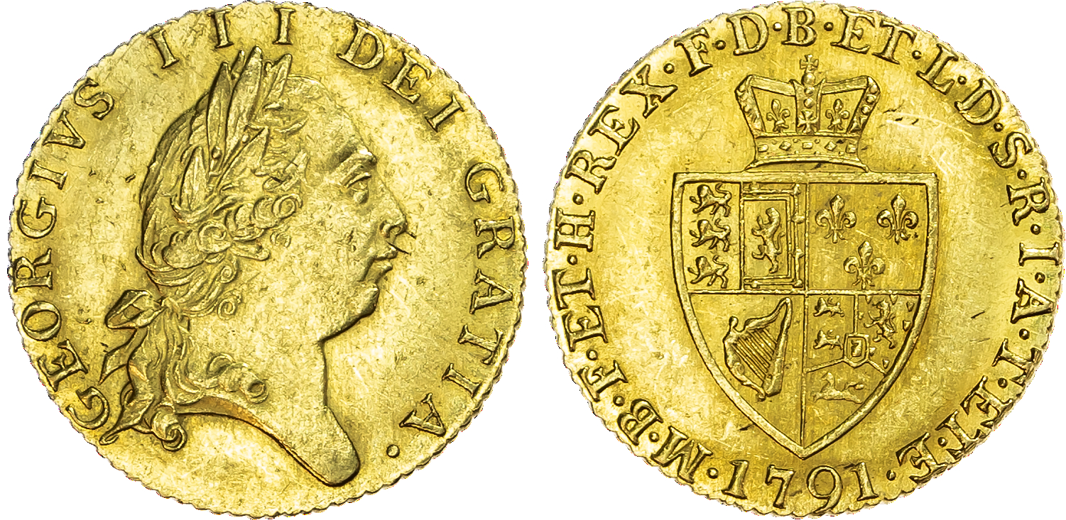 George III (1760-1820), 'Spade' Half-Guinea, 1791.