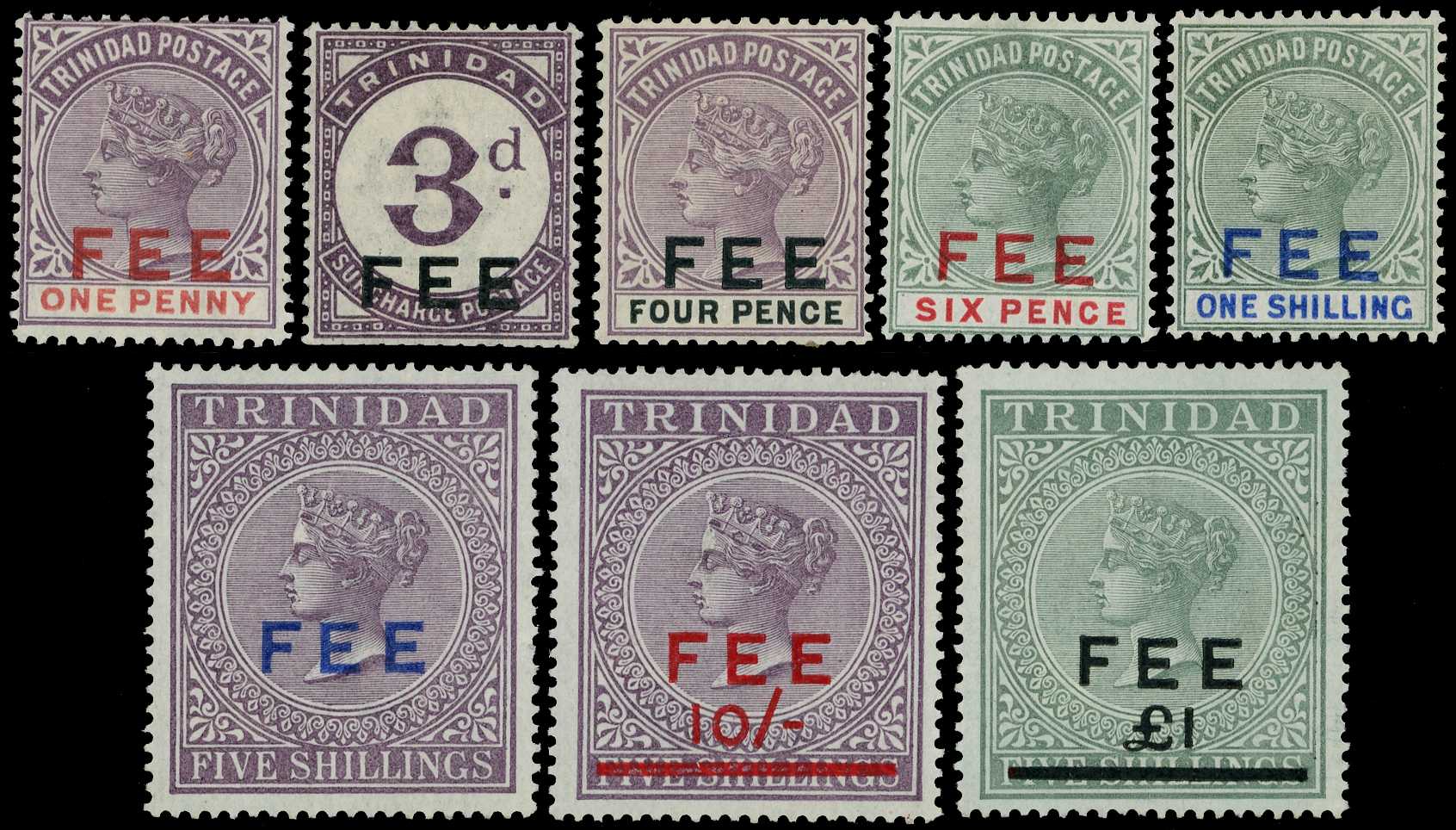 Fee: 1884-95 1d to £1 set of eight, fresh...