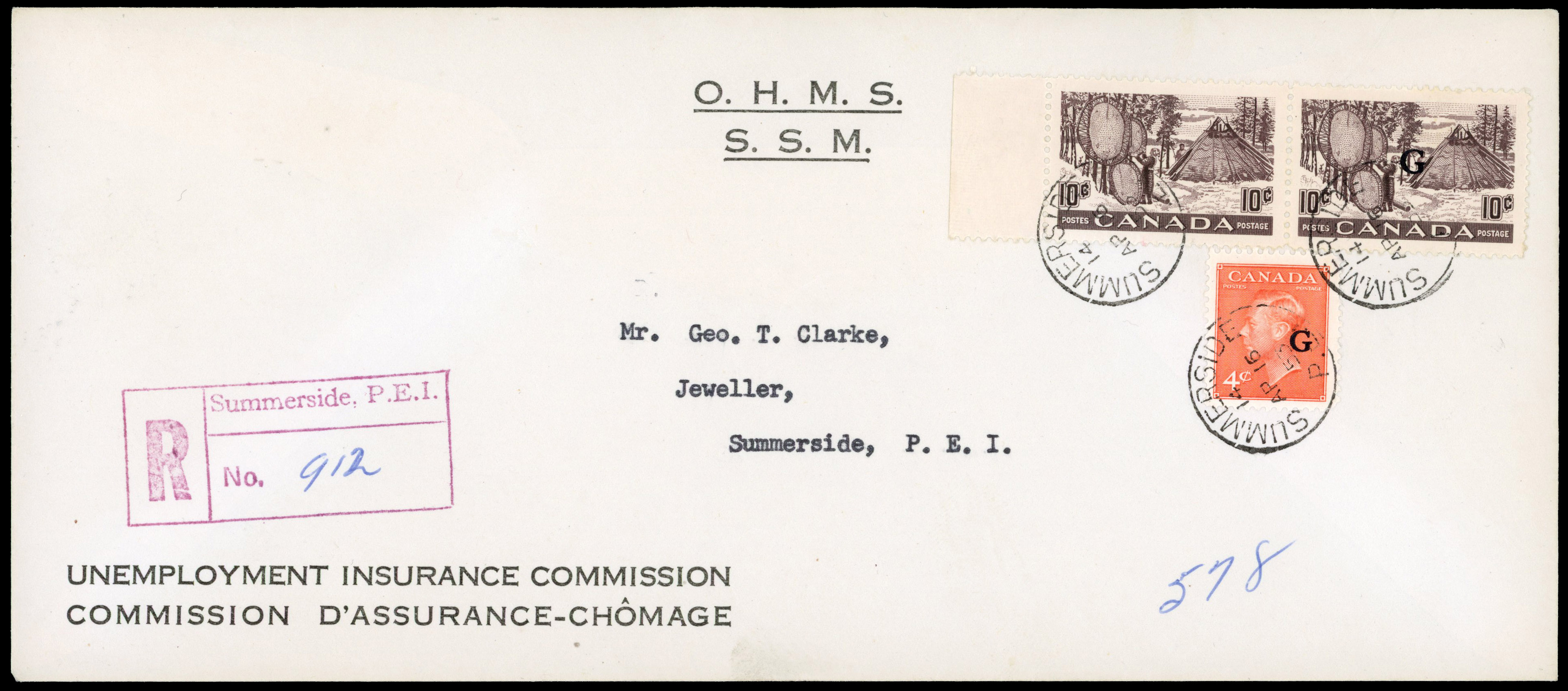 Canada SG O191a pair used on cover