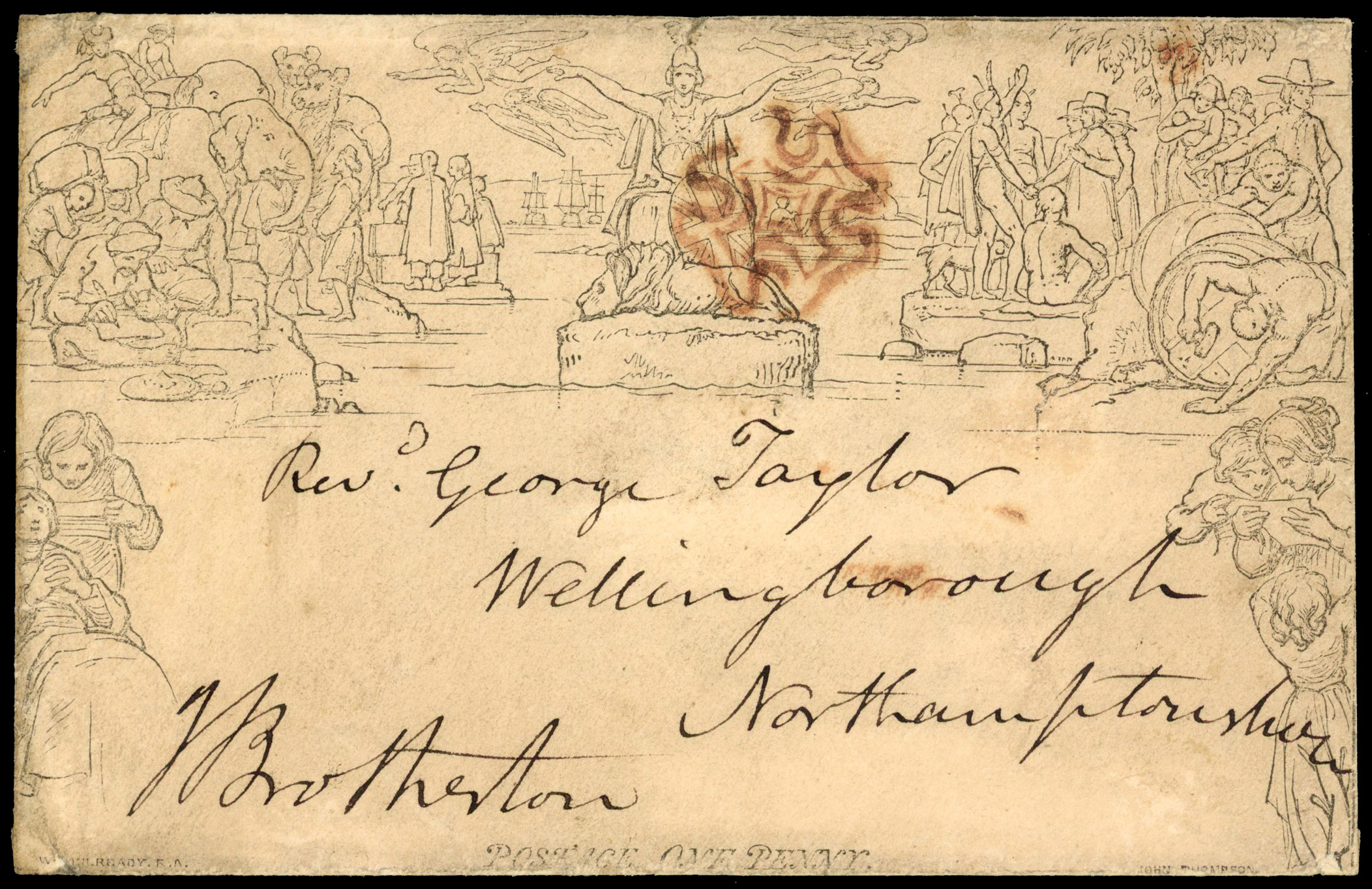 1840 1d Mulready envelope Forme 1 Stereo A136. May 6th cover