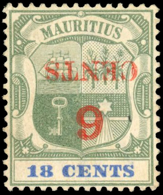 Mauritius SG 134a 1899 6c on 18c surcharge inverted mint
