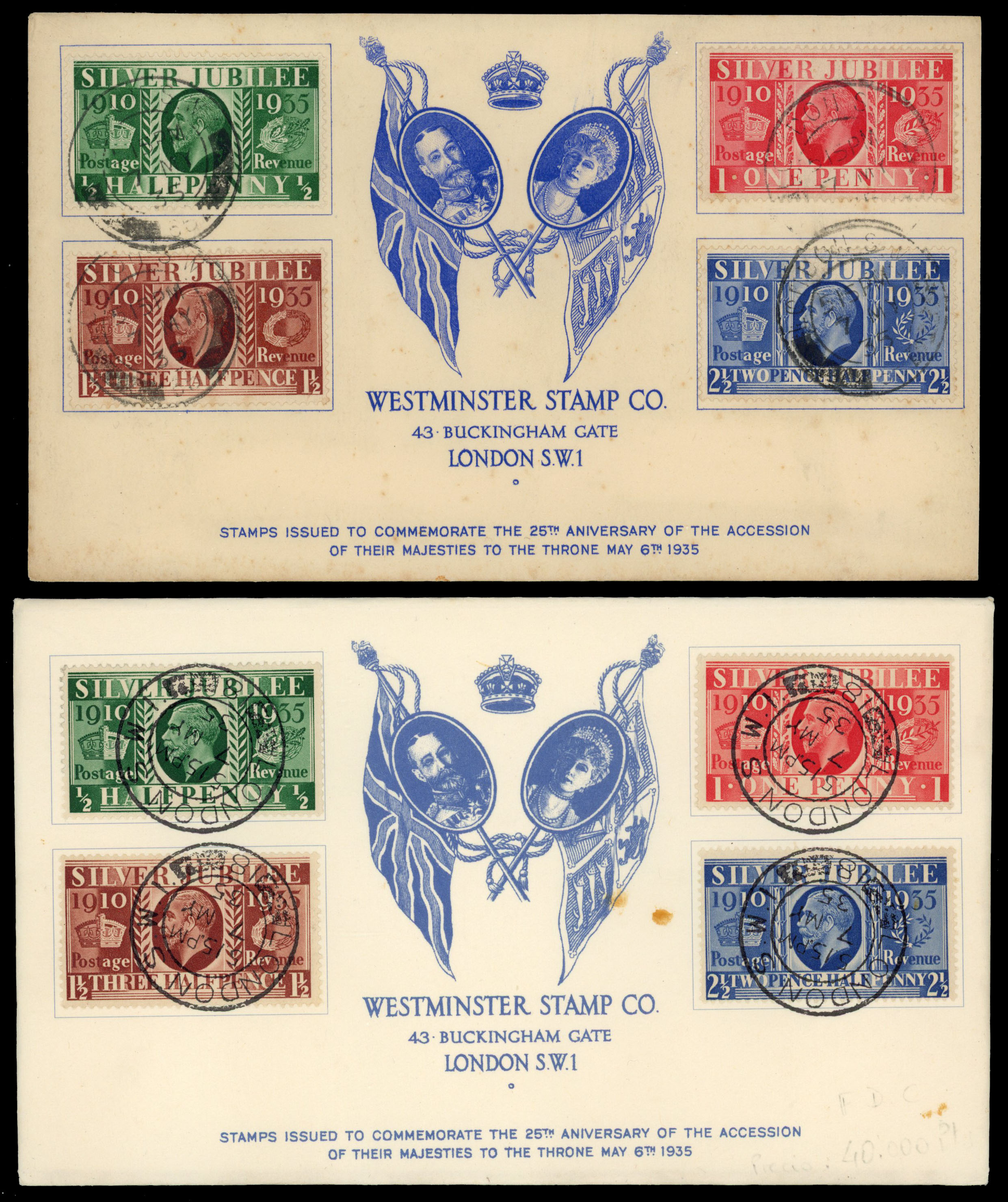 1935 (7 May) Silver Jubilee selection arranged on Safe album pages