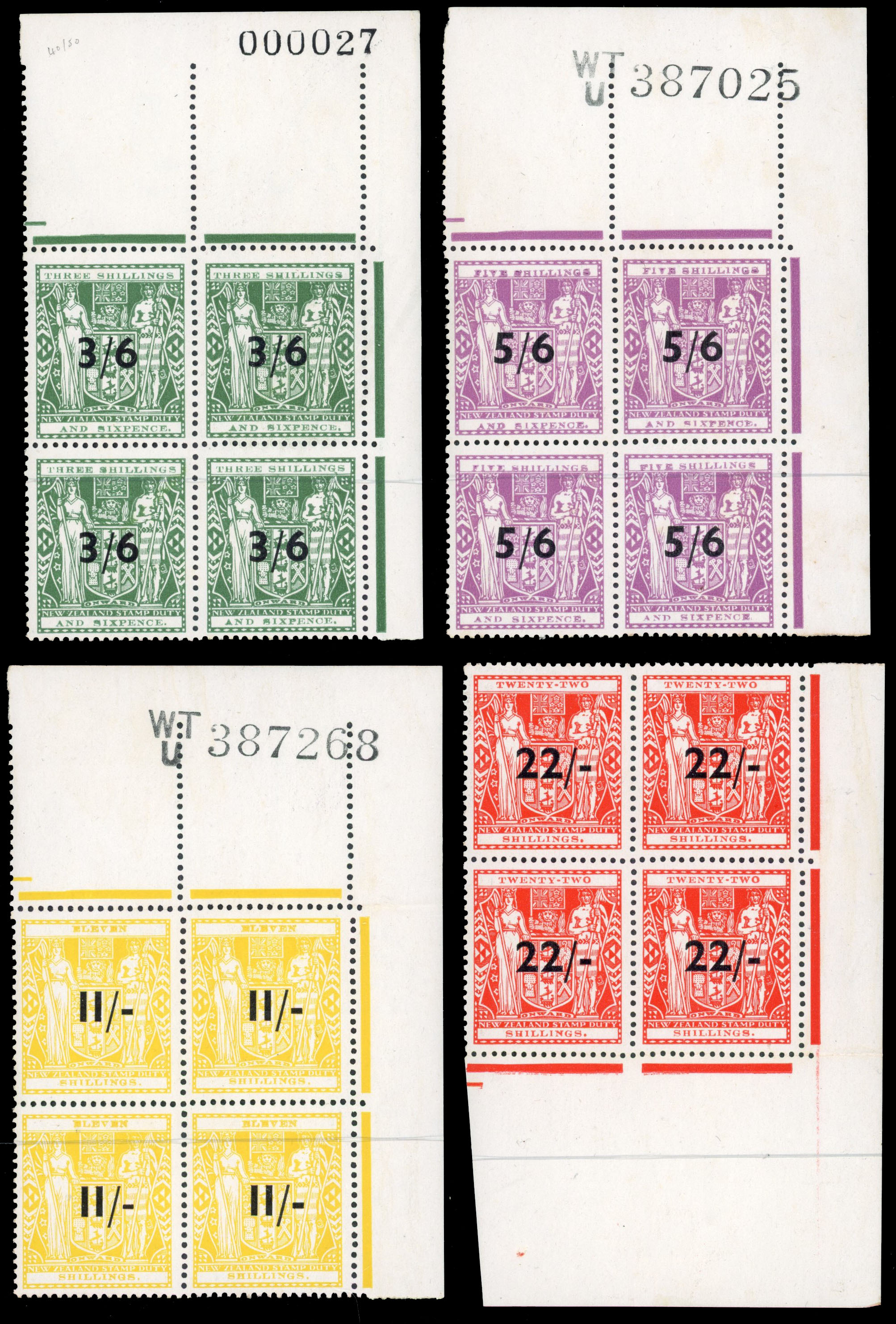 NZ SG F187-90 blocks mint
