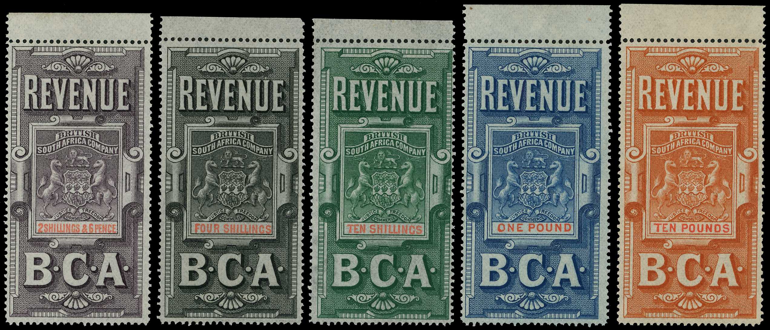 1891 2s6d to £10 set of five, fresh and very...