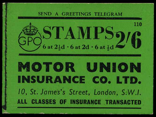 1942 (April) 2/6d booklet (#110), perfs fair...