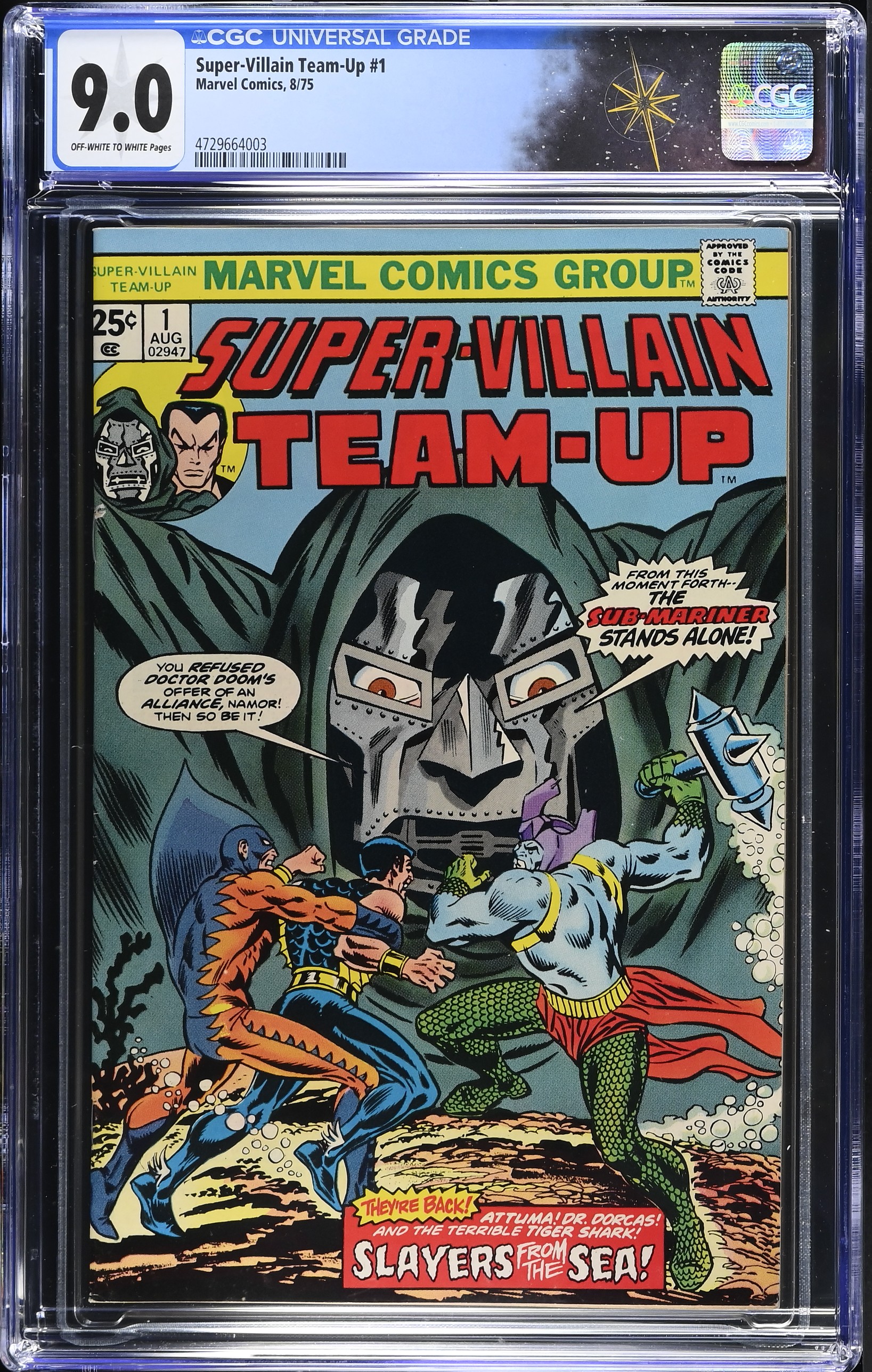 Super-Villain Team-Up #1 CGC 9.0 Doom Cover by John Buscema & Frank Giacoia (Marvel Comics, 1975) Off-White to White Pages