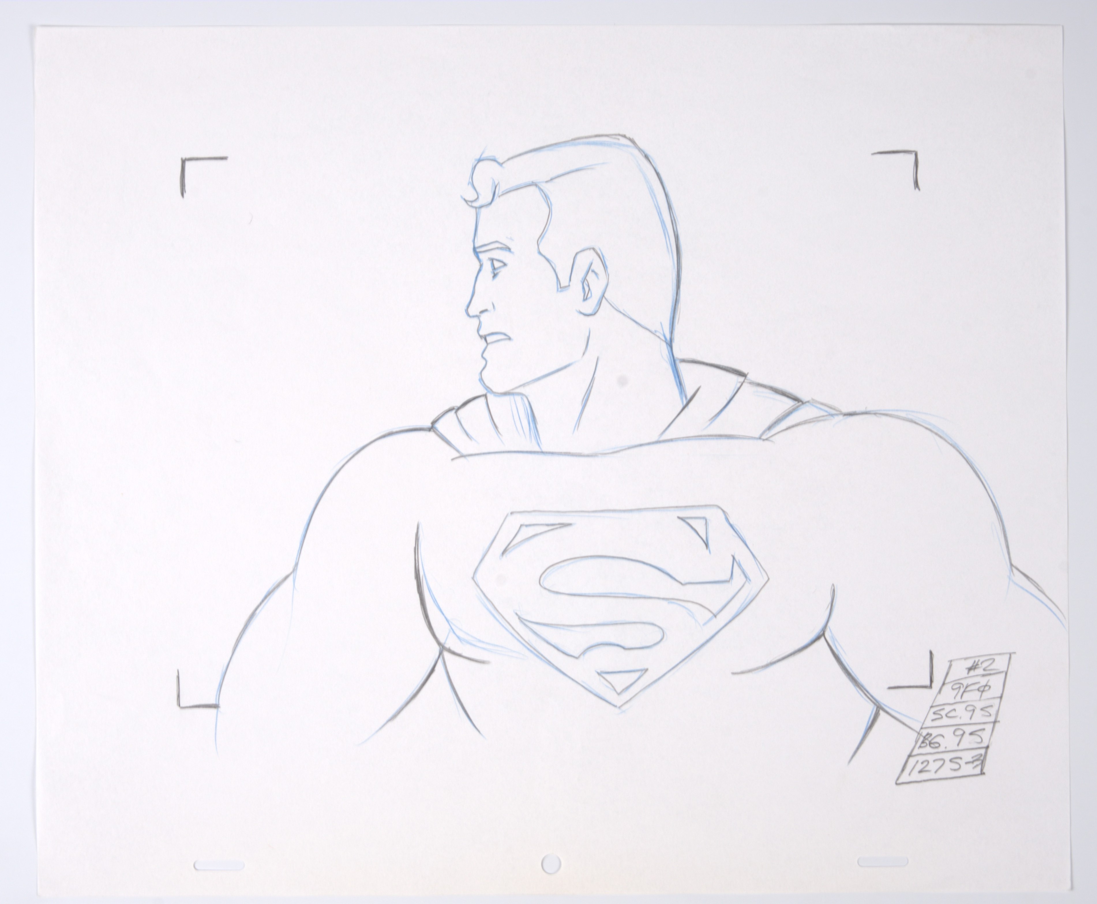 Superman The Animated Series Original Opening Sequence Production Pencil Drawing (Warner Bros, 1996)