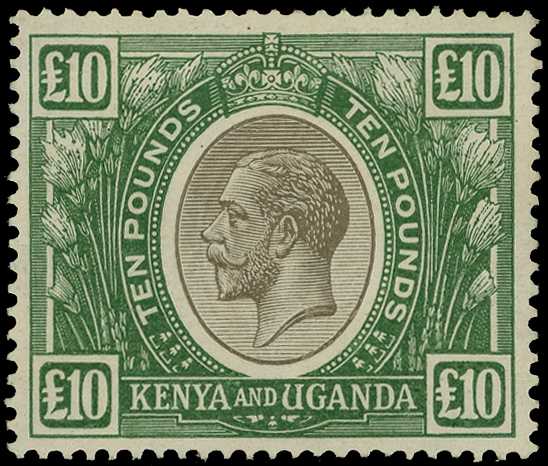 1922-27 £10 black and green, Brandon certificate (1977) fresh appearance, very rare, fine o.g. SG 100 £15,000