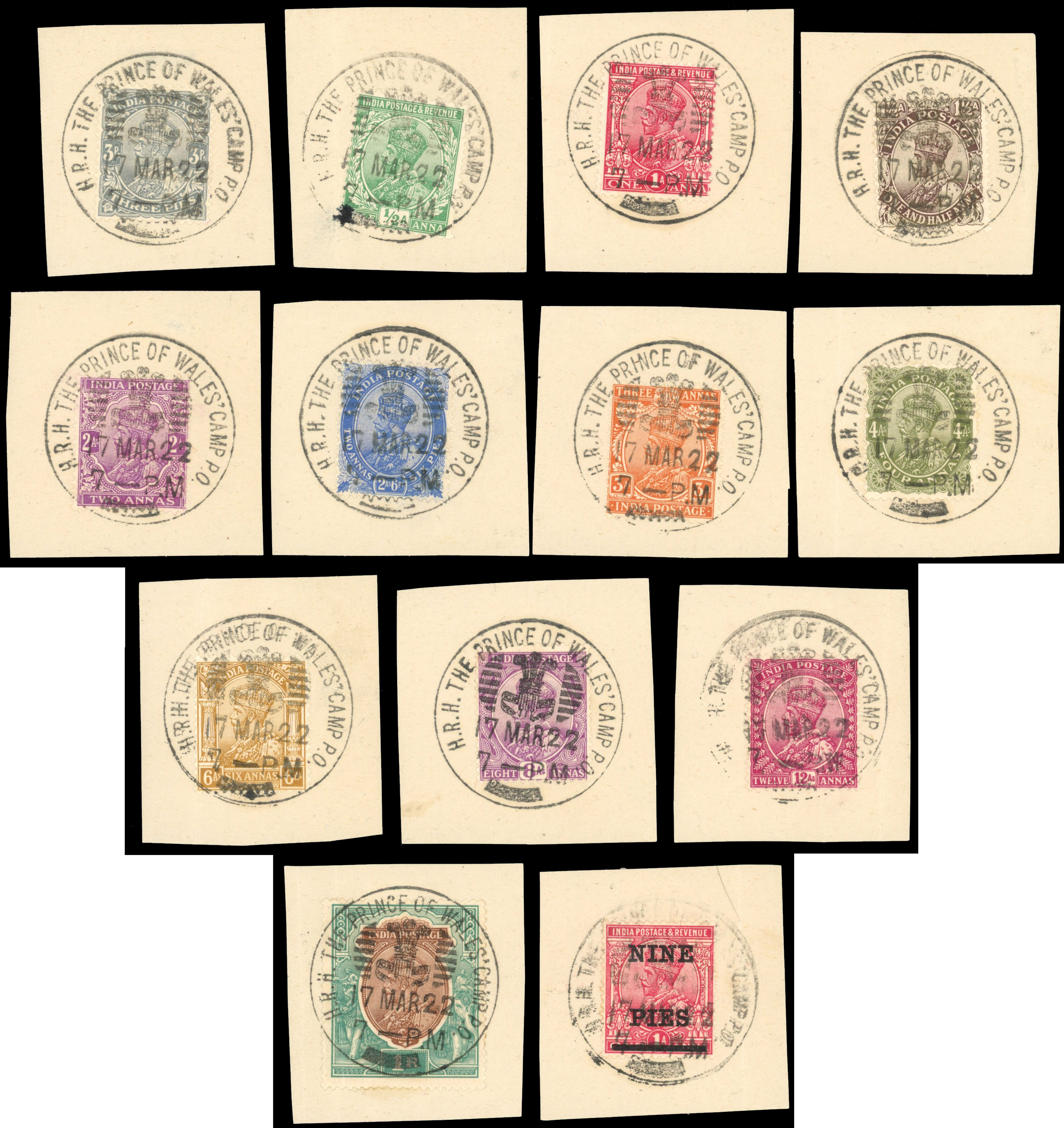 India SG 151-186, 192 1911-23 Prince of Wales Camp pictorial cds used set