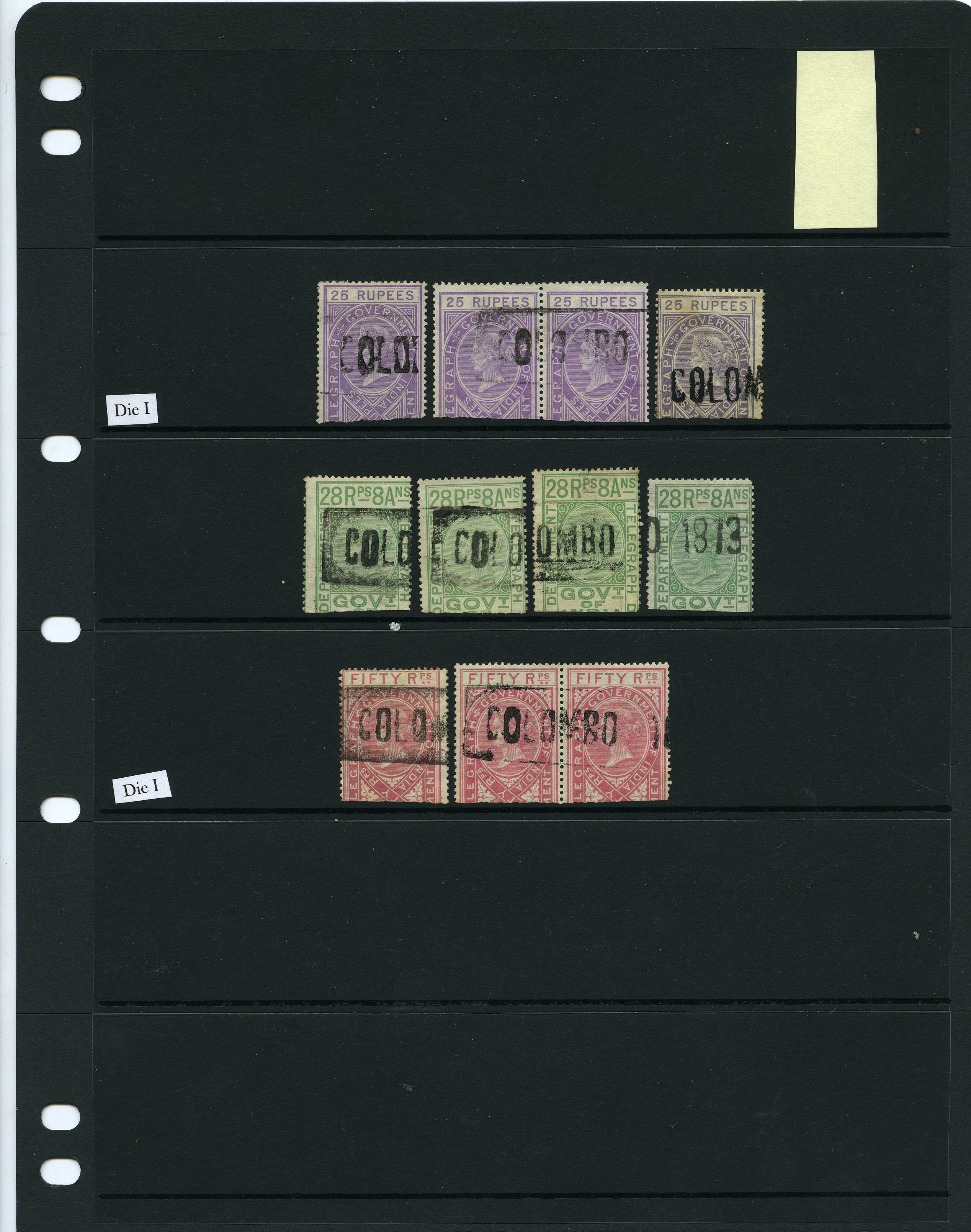 1869-78 collection of Type 1 Colombo cancels...