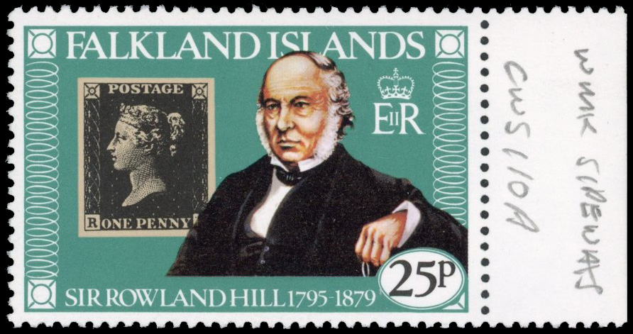 Falkland Islands SG 366w 1979 Rowland Hill 25p watermark sideways inverted mint 