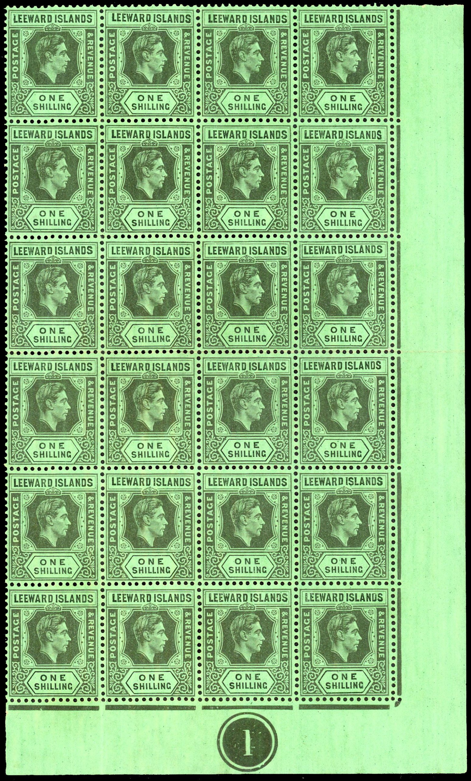 Leeward Islands SG 110, a Plate block mint