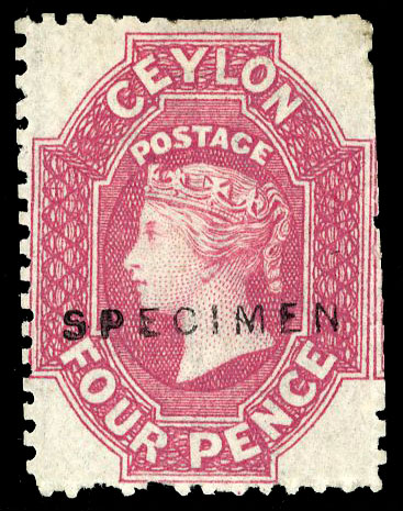 Ceylon SG 52b handstamped SPECIMEN