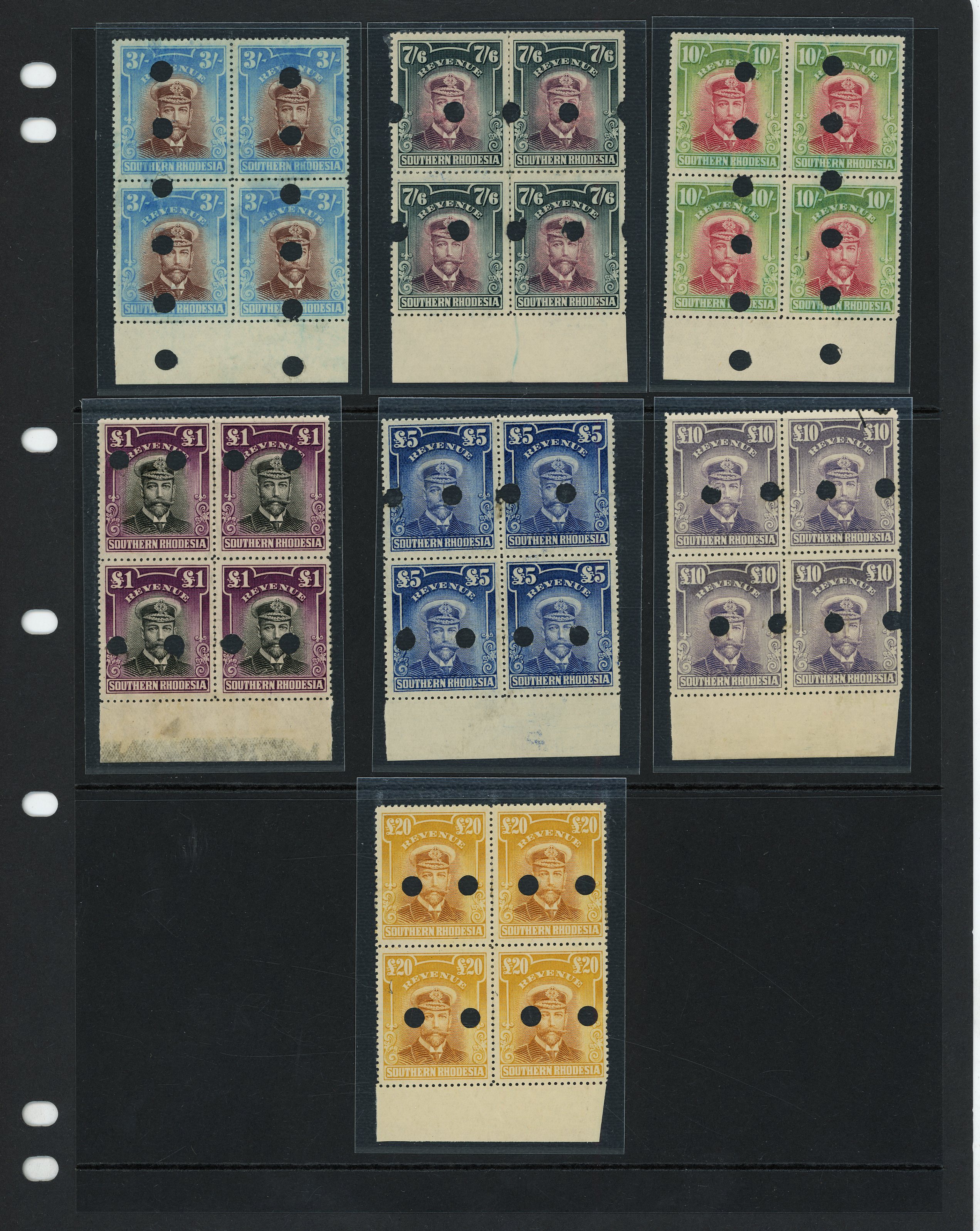 Southern Rhodesia Revenue 1924 Admiral Plate Proofs 