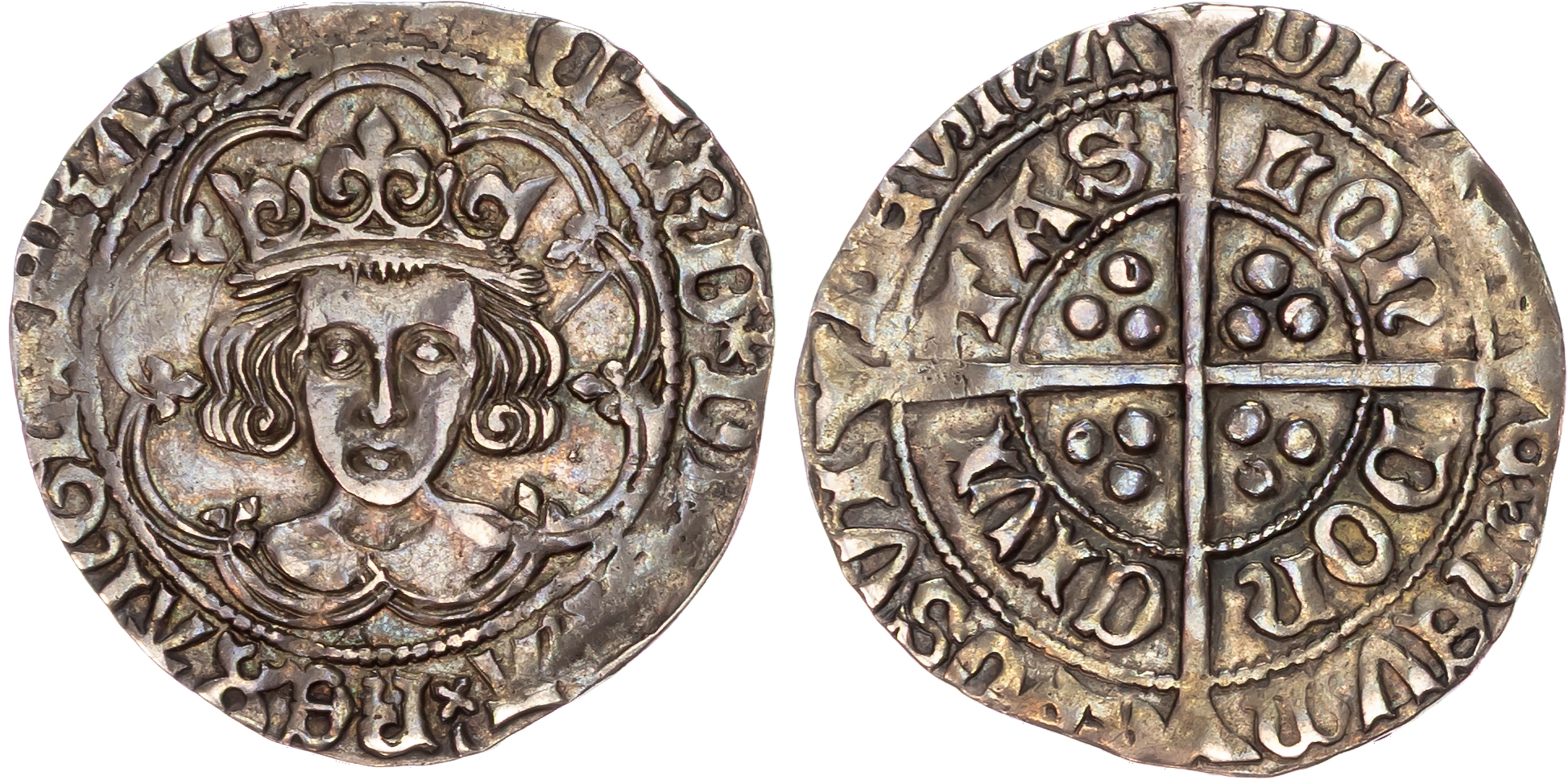 Richard III (1483-1485) AR Groat, London mint, mm. sun and rose 1, saltire stops.