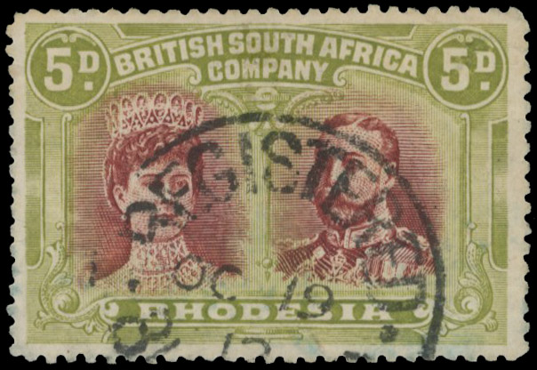 5d lake-brown and green SG 143a used