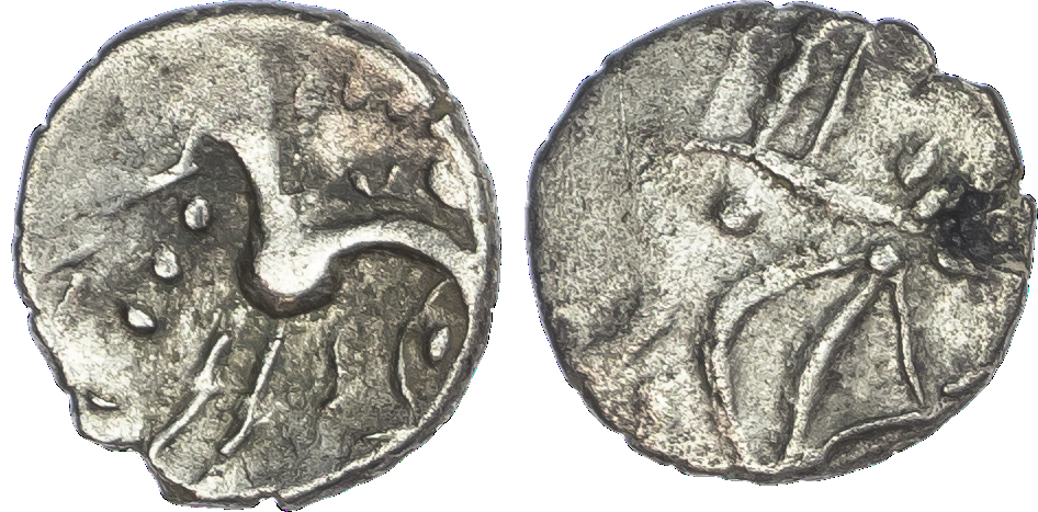 Iceni, Ecen (c. AD 25‑38) AR Unit, ‘Ecen ED’ type, 1.01g.