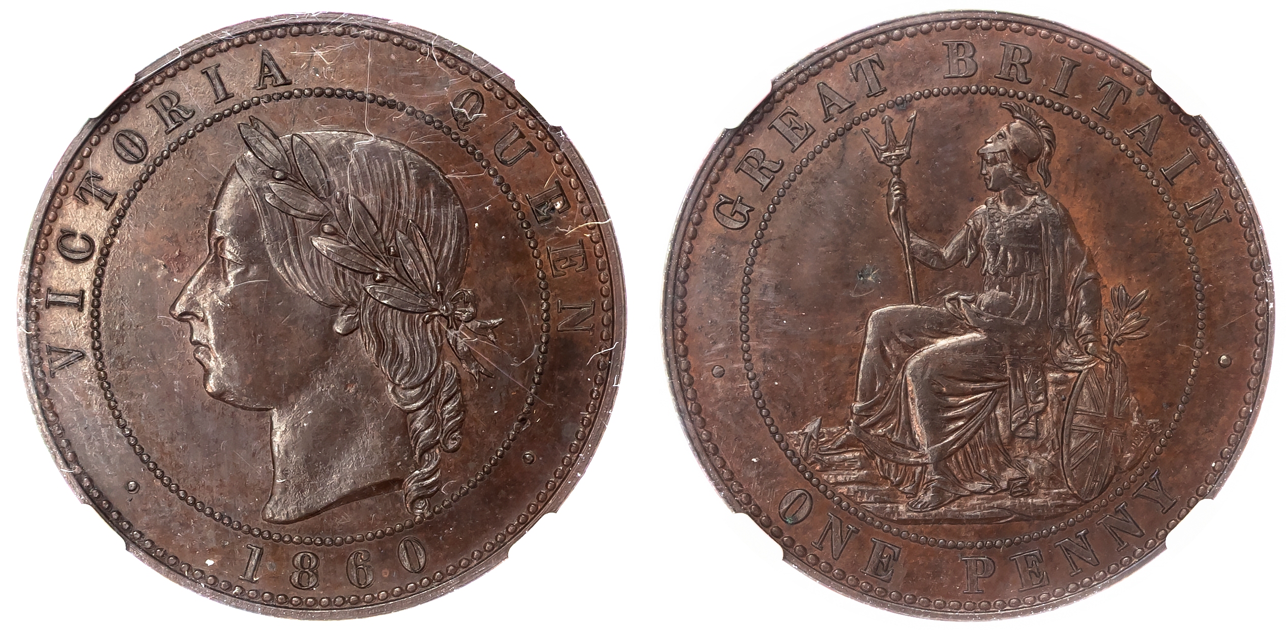 Victoria (1837-1901), Pattern Penny, 1860, struck in copper, type 2. 
