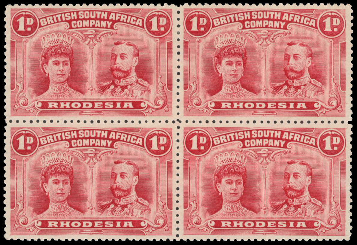 1d carmine-red SG 124 block positions 9A-20 mint