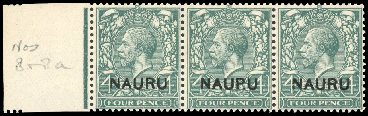 Nauru 1916-23 4d slate-green variety NAUP.U