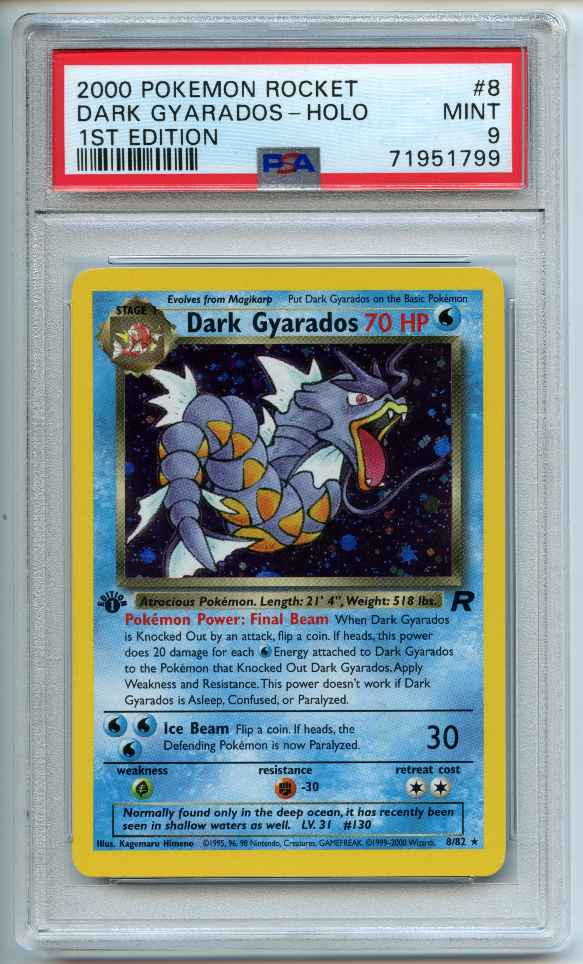 Pokemon TCG  - Dark Gyarados  1st Edition - Team Rocket - PSA 9 