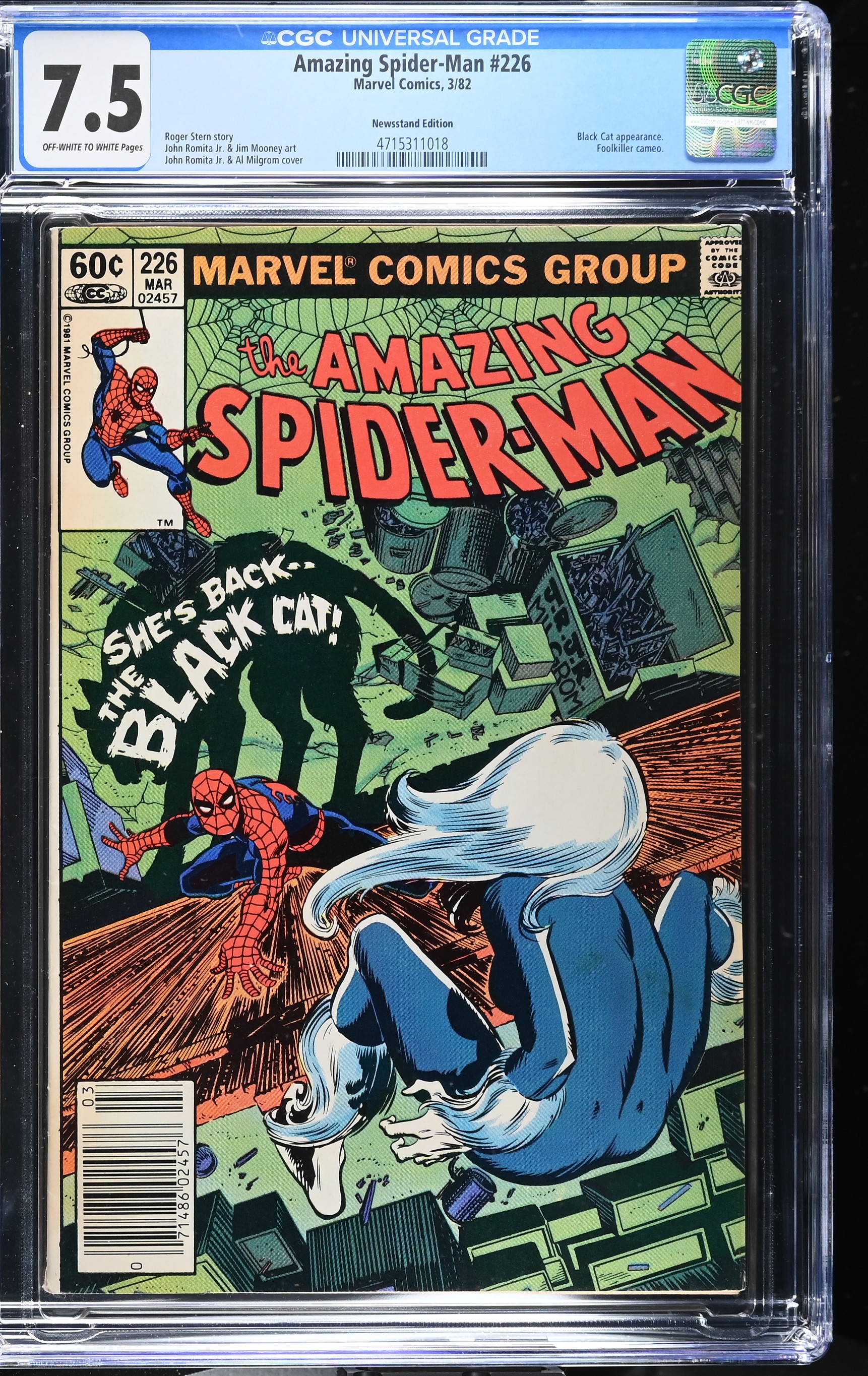 Amazing Spider-Man #226 & #227 CGC 7.5 & 9.0 Newsstand Editions (Marvel Comics, 1982) Off-White to White Pages