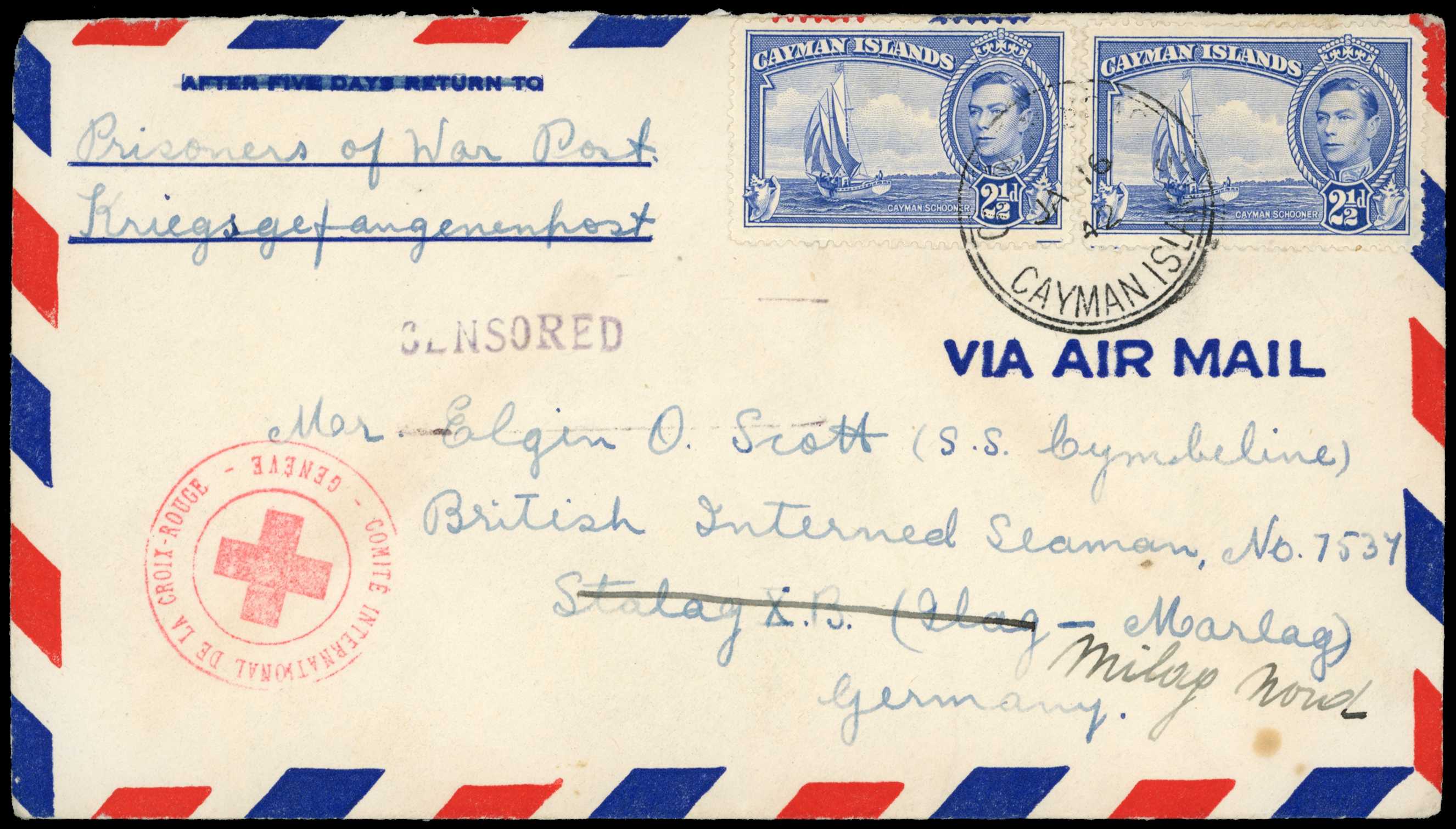 1942 Prisoner of War mail to a British...