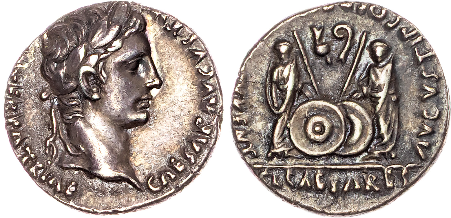 Augustus (27 BC–AD 14) AR Denarius, Lugdunum, c. 2 BC–AD 4, 3.81g.