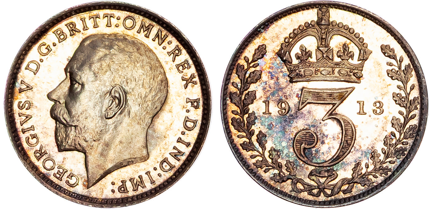 George V (1910-1936), AR Maundy Set, 1913, First Coinage.