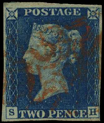 1840 2d blue Plate 2 (SH) four very close...