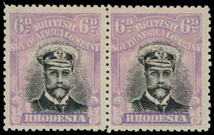 1913-7 6d Head Die II, perf 14. Mint pair...