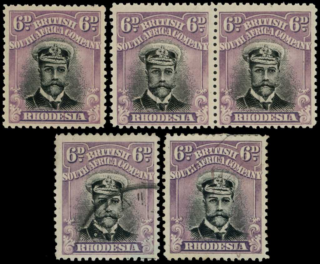 1913-7 6d Head Die II, perf 14. Single and...