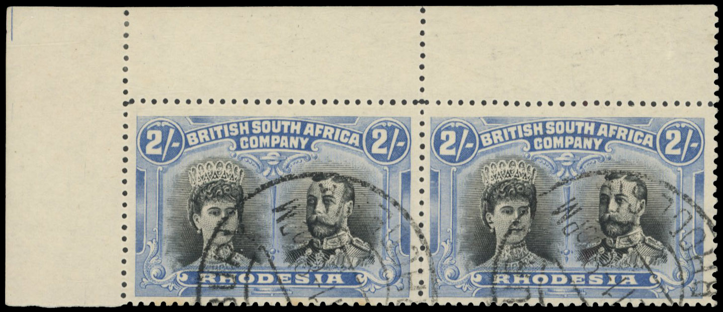 2s black and ultramarine SG 153 pair, position 2 Gash in Ear CTO