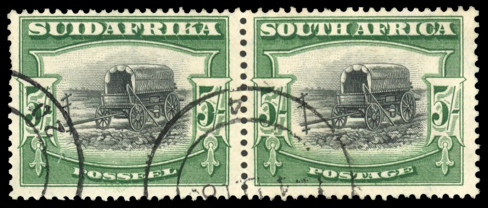 South Africa SG 38a 1930 5s used pair