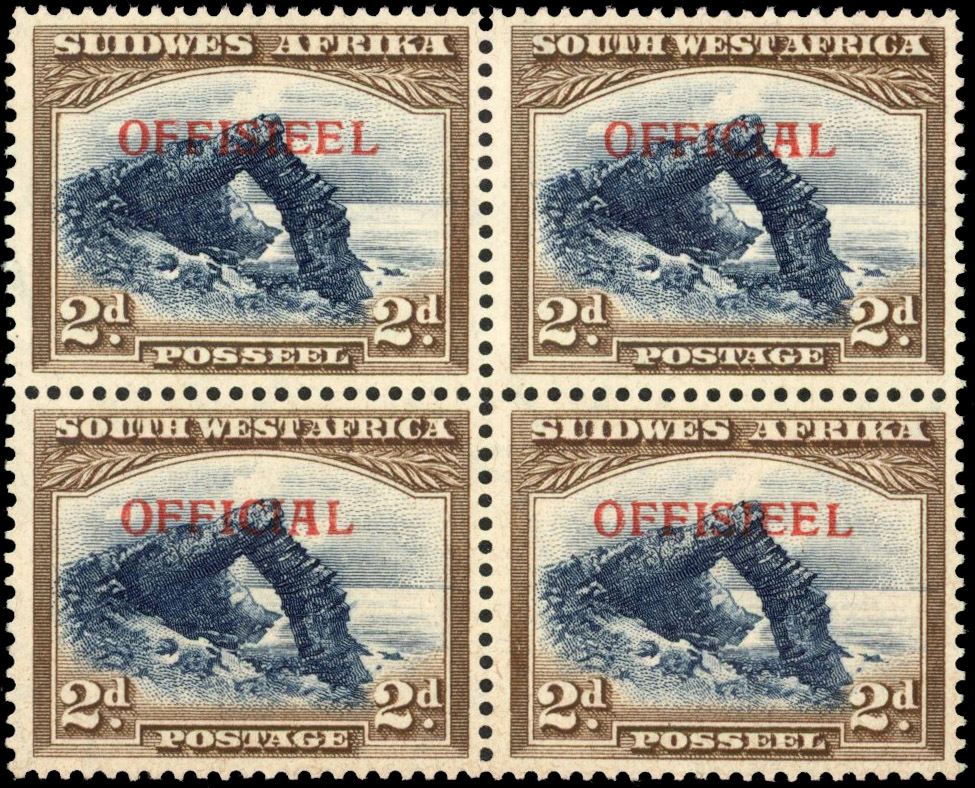 South West Africa SG O21 block of two pairs mint