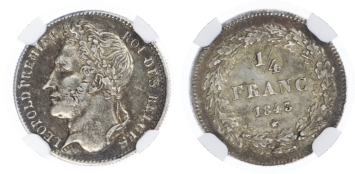 Belgium. Leopold I AR 1/4 Franc. 1843. 