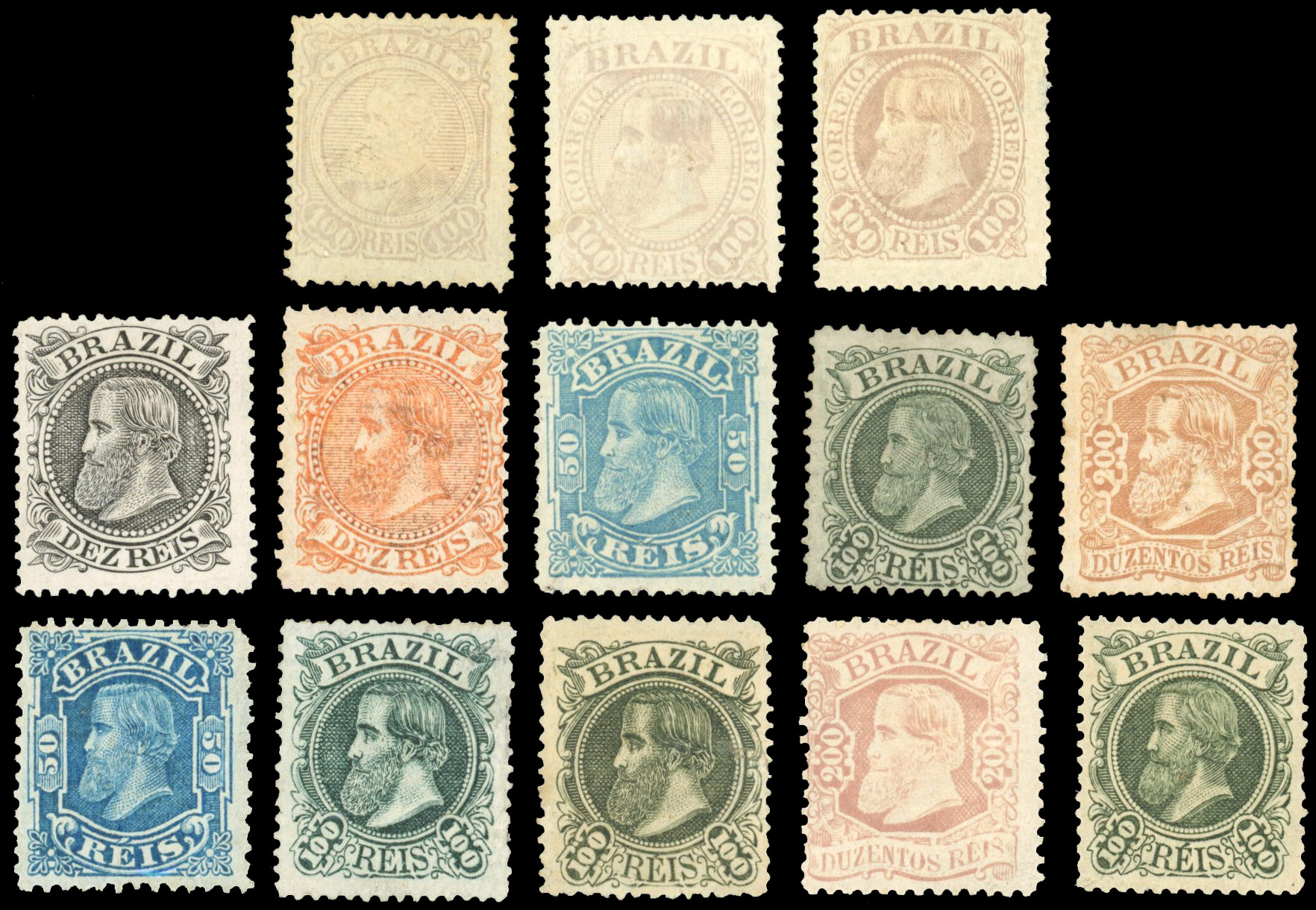  Brazil 1881-85 Small Pedro mint and used accumulation