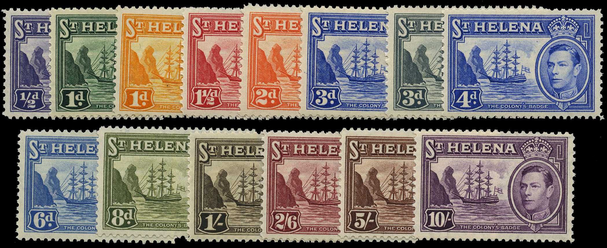 1938-44 set of fourteen, unmounted o.g....