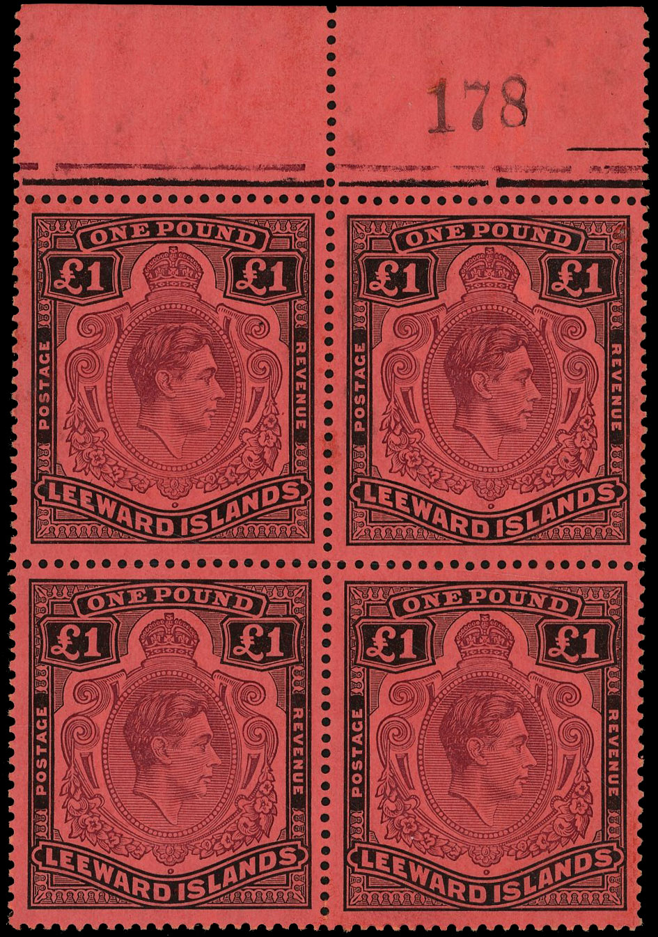 Leeward Islands SG 114af block mint