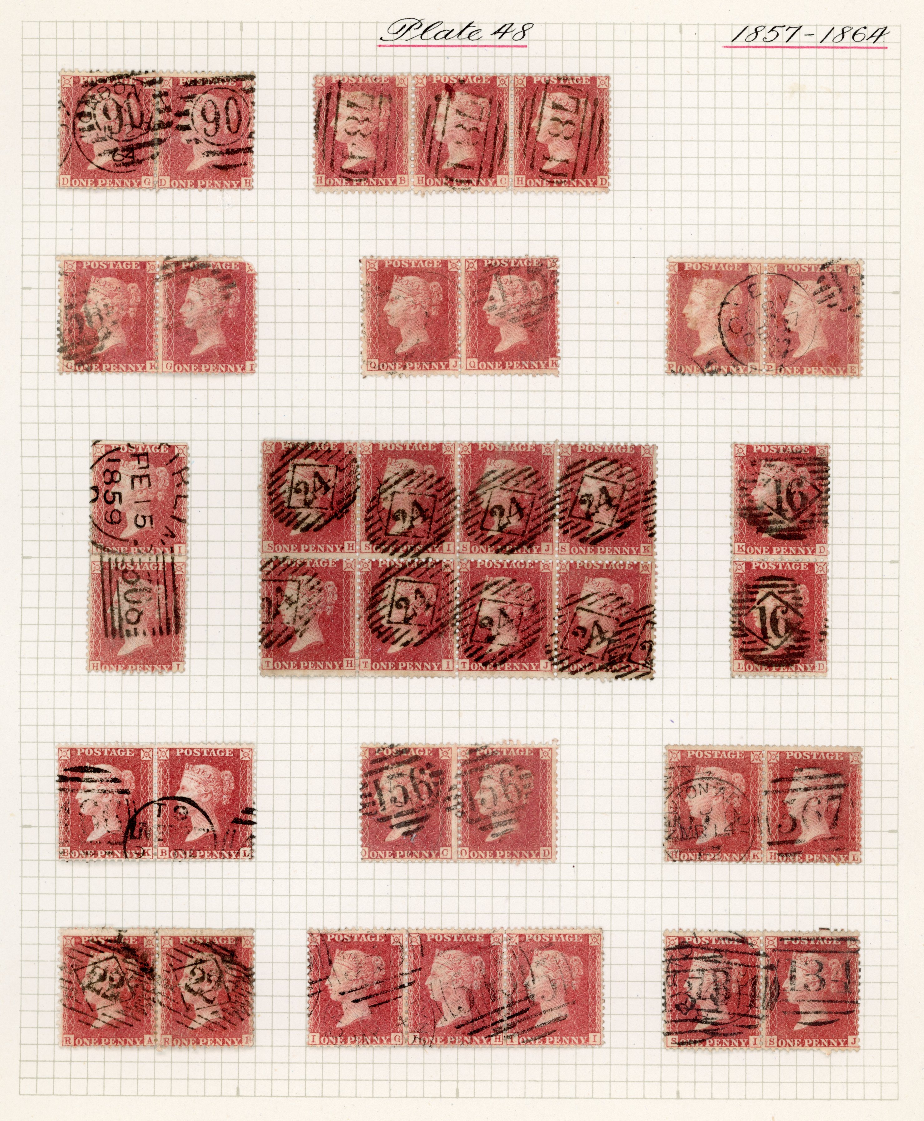 GB 1857-64 1d reds collection ex Wiggins